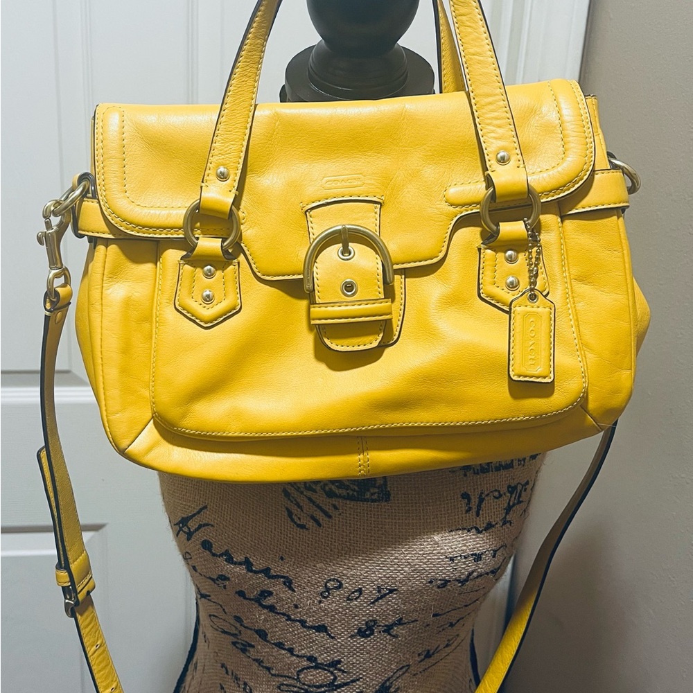 Coach Yellow Crossbody Bag with Glossy Finish